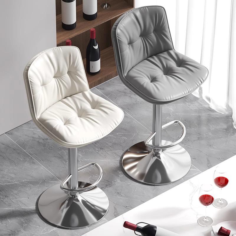 Modern Minimalist Wrought Iron Bar Stool with Backrest
