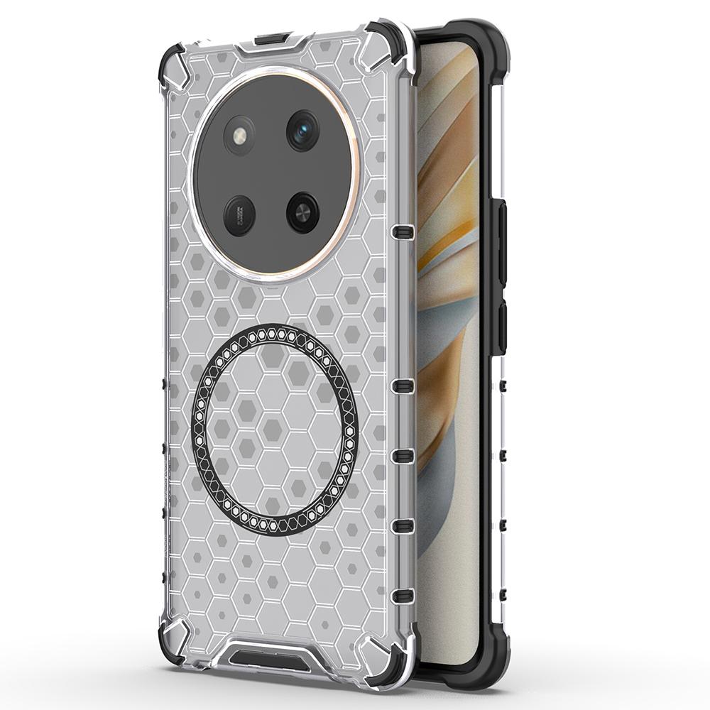 

For Honor Magic7 Lite 5G/X9c 5G/X60 Pro 5G Magnetic Case Honeycomb Design TPU + PC Phone Cover B