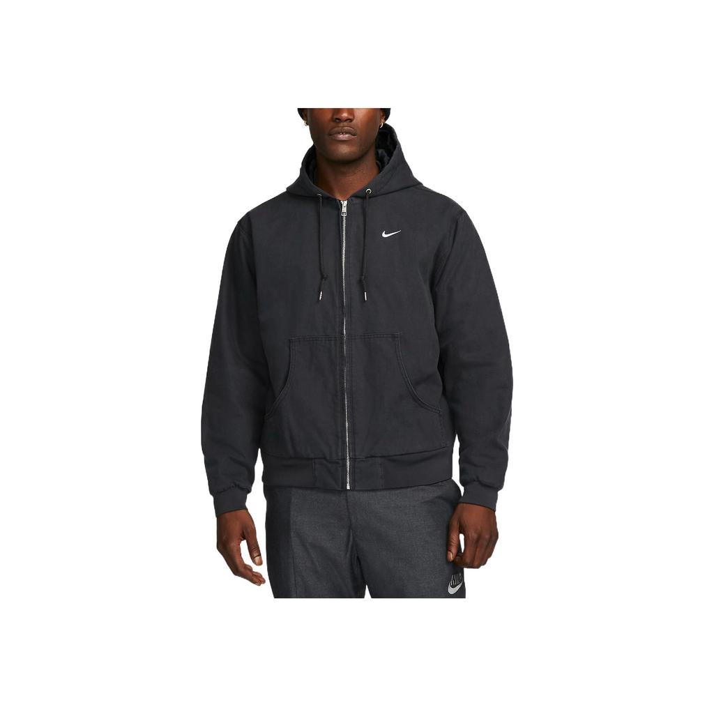 Nike Jednobarevná bunda s kapucí na zip s potiskem loga Pánské bundy Černá DQ5173-045