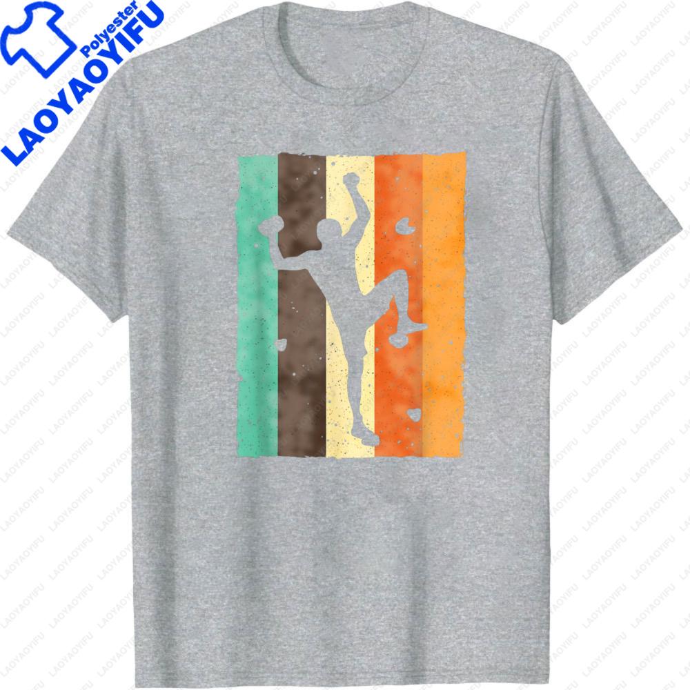Men TShirt Summer Casual Fashion Vintage Climbing Pattern Cotton Short Sleeve Top Outdoor Gift Sporty Style Mens Wear