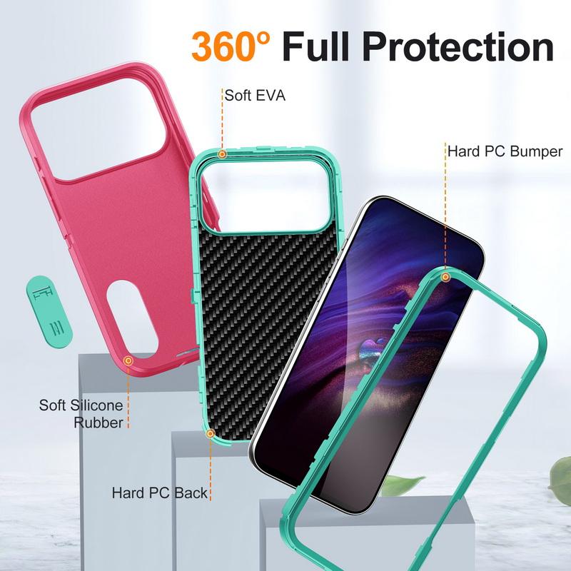 For iPhone 17 Pro Max Case Rugged Bumper Hybrid 3in1 Candy Color Shockproof Phone Stand Cover For iPhone 16 15 14 13 Pro Max 17e 16e