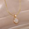 Collana Ciondolo Goccia d'Acqua Pietra Opale Acciaio Inossidabile Colore Oro Dolce Carino per Donne Fascino Sposa Collare Gioielli Resistente al Colore