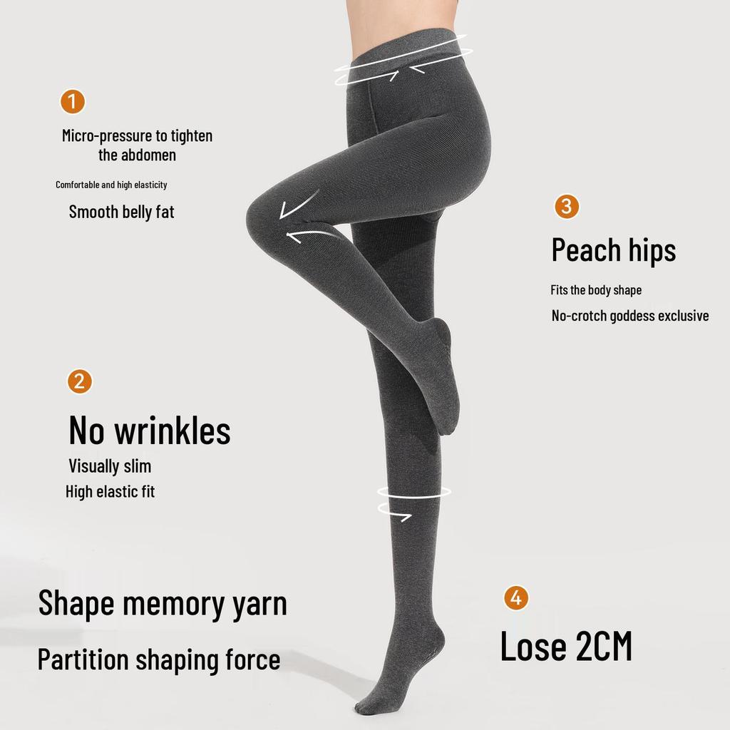 Ciorapi de damă extra lungi din pluș - Modelator, micro presiune și fără lăsare în zona inghinală pentru toamnă/iarnă