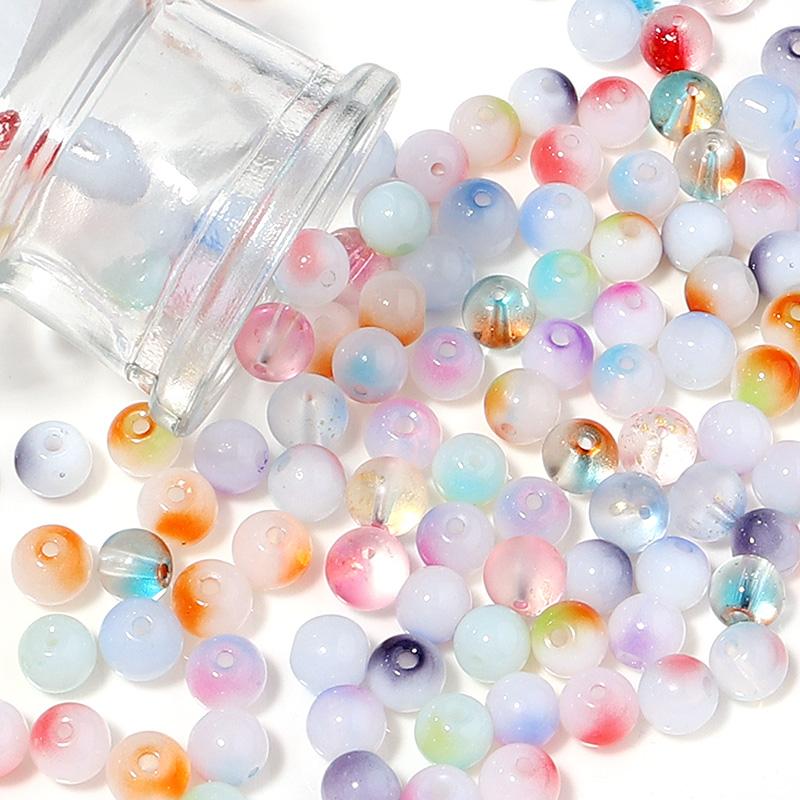 50Pcs 8mm Lampwork Beads High Quality Colored Loose Spaced Round Bead For Craft Jewelry Making Diy Bracelet Necklace Accessories
