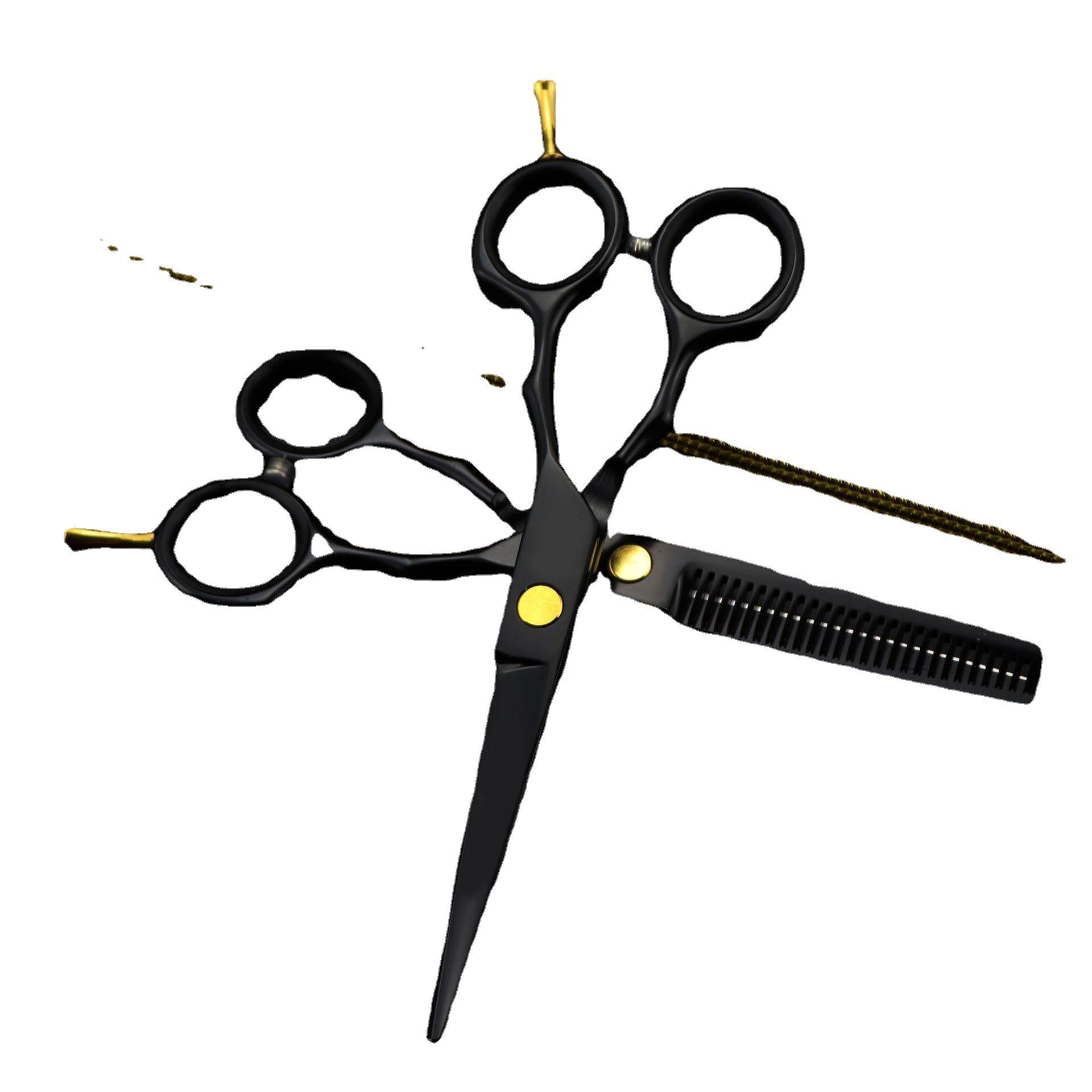 5.5 Black Symmetrical Pattern Hairdressing Scissors - Straight/Bangs - Baked Paint Finish - TONI 5.5 inch Black Straight Scissors