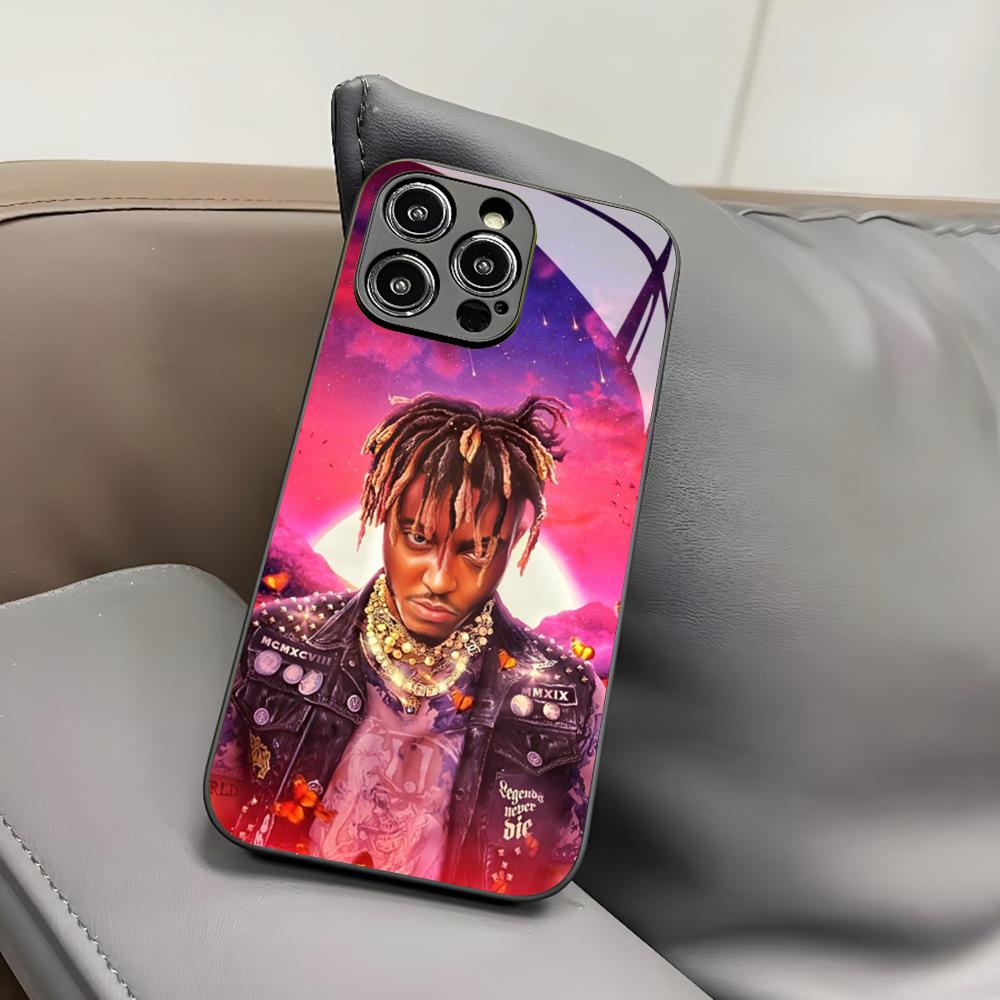 Kryt na telefon Singer J-Juice W-WRLD pro Iphone 17 Air 16 15 14 12 11 13 Pro Max Mini X Xr Xs Puls Černý skleněný kryt