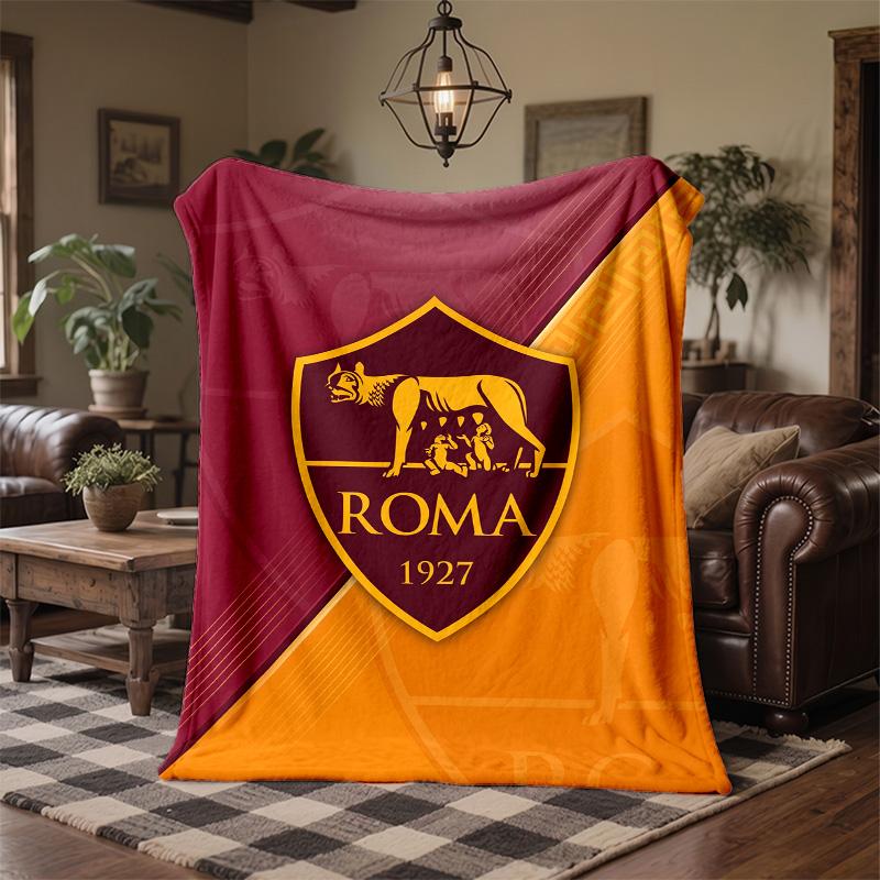 Coperta in Pile Tema AS Roma Morbida e Accogliente Coperta in Peluche per Camera da Letto Divano Viaggio
