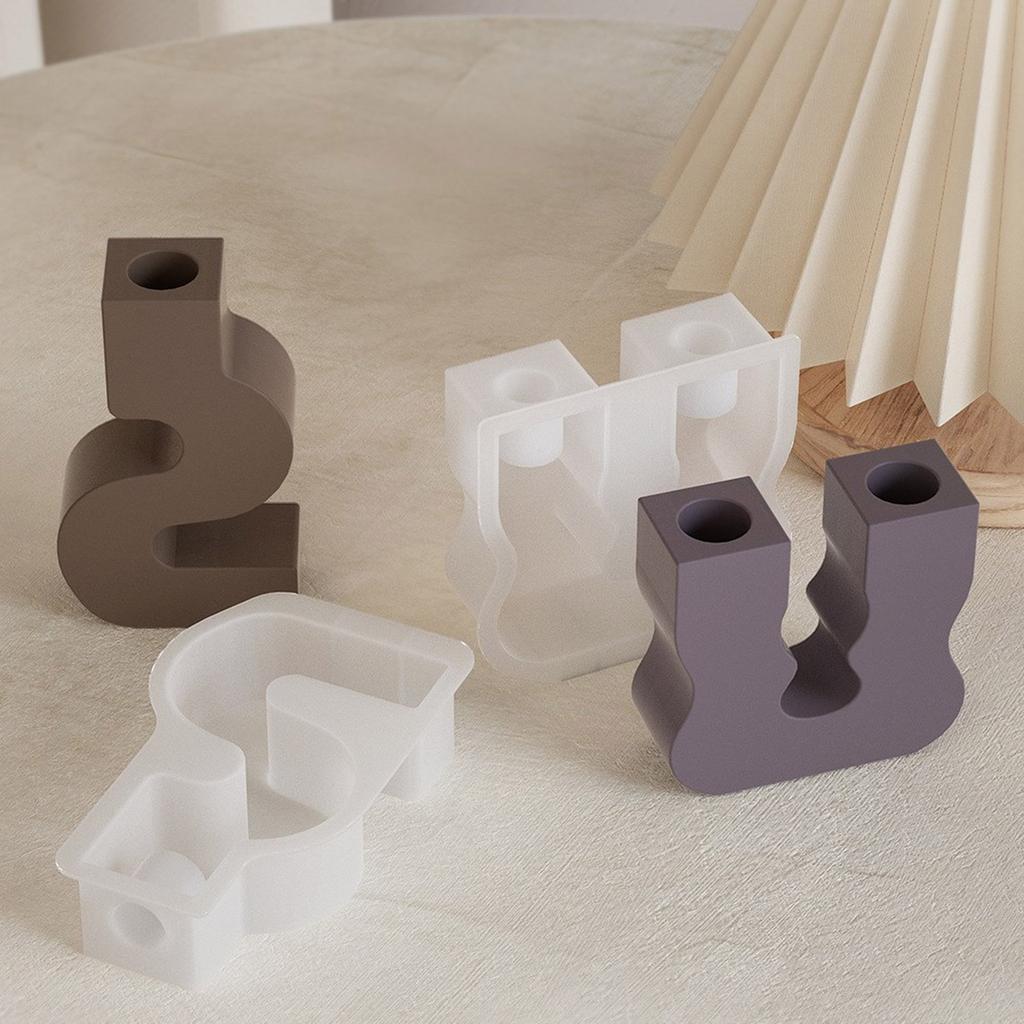 Silicone Resin Molds Candle Holder Molds S/U Shape Craft Mold Silicone Candle Base Molds Suitable for Candle Holder