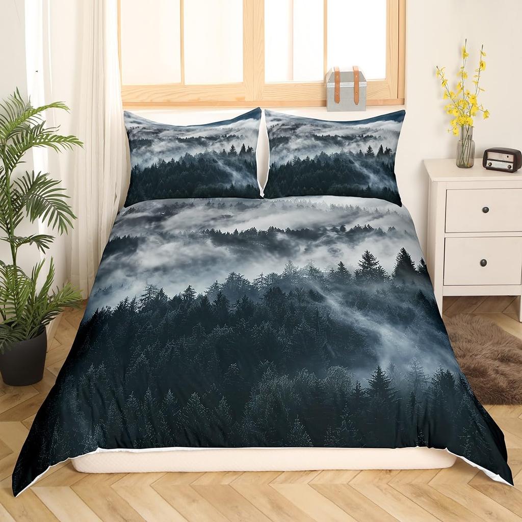 Erosebridal Mermaid Tail Comforter Cover,Kids Fish Scales Duvet Cover Twin,Girly Shell Starfish Bedding Set Ocean Life Sea Animal Bed Sets P