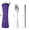 Stainless Steel Portable Cutlery Set with Cloth Bag - Includes Knife, Fork, Spoon & Chopsticks for Outdoor Travel