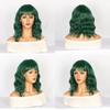 Perucă sintetică Green Short Bob Body Wave pentru femei Lolita Cosplay perucă sintetică păr natural rezistent la căldură