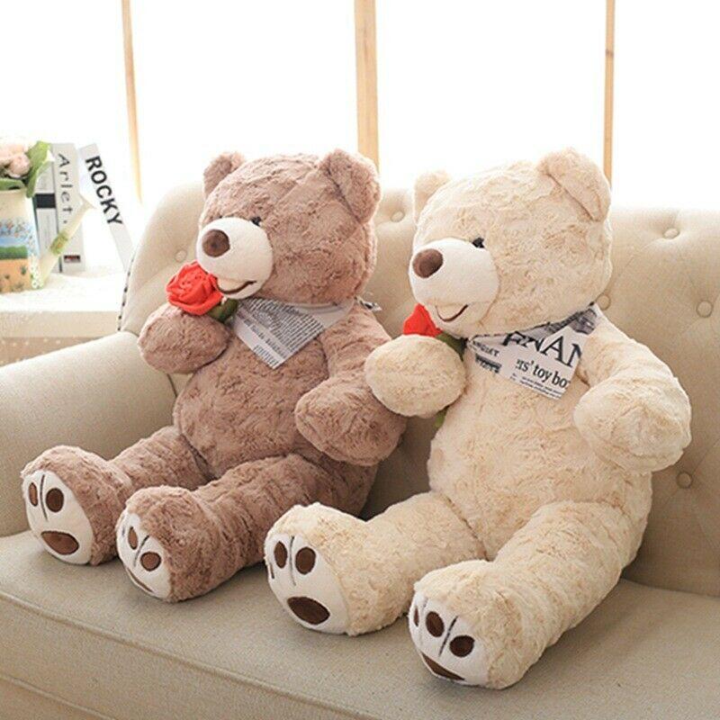 Rose Teddy Bear Doll Big Stuffed Bear Pillow Plush Toy Doll Birthday Gift Plush Toys Cute Pillow Cushion Children's Doll Cotton