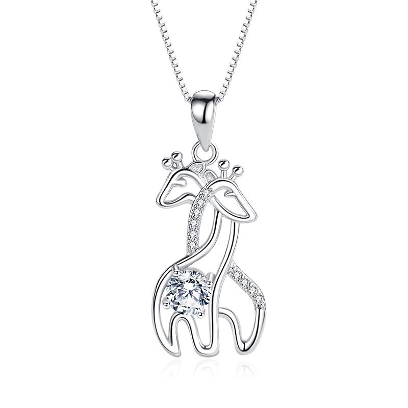 S925 Sterling Silver Giraffe Pendant Necklace for Women - Perfect for Christmas, Qixi, Valentine's, or Birthday Gifts.