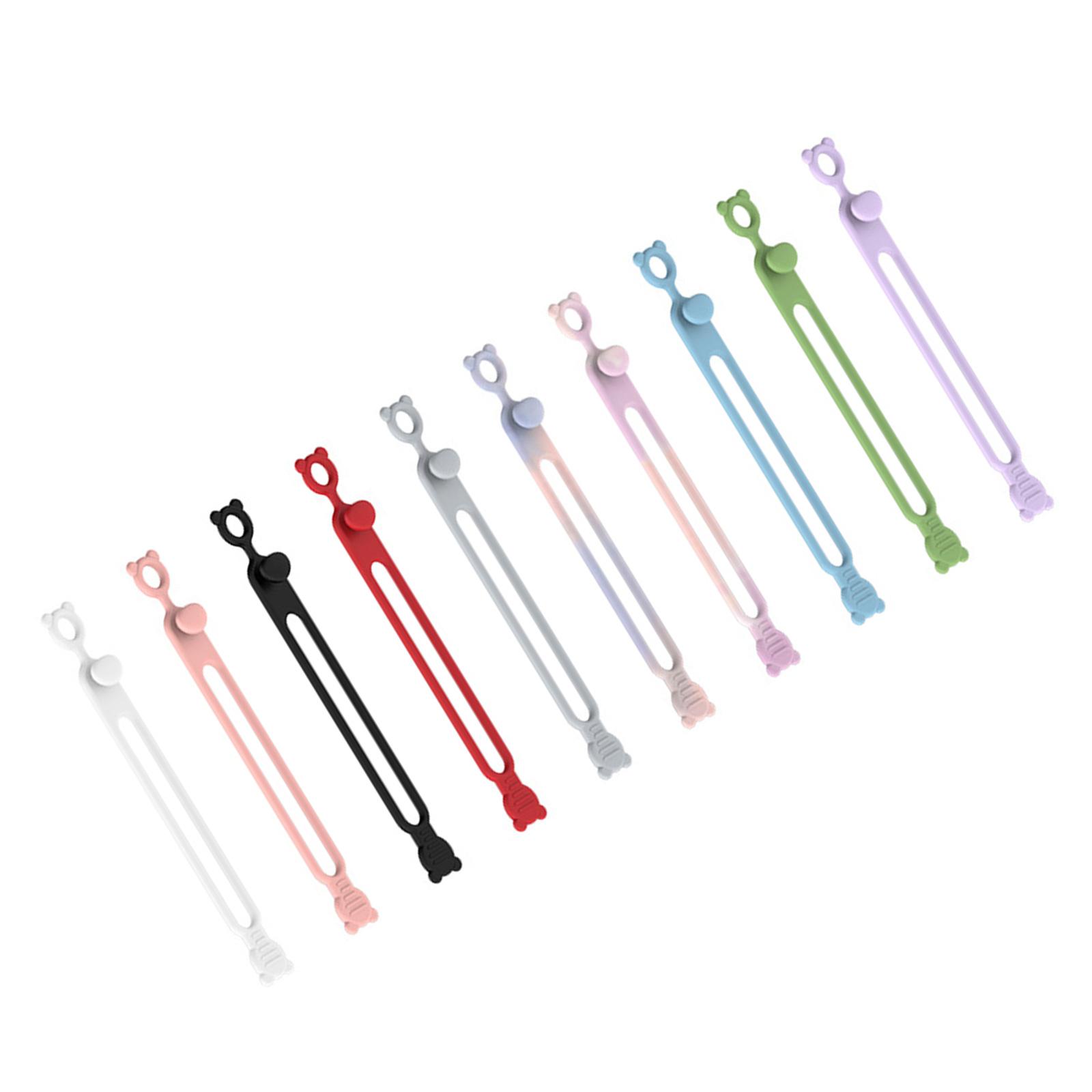 

10 шт. Силіконові кабельні стяжки Організатор для укладання кабелів Організатор еластичних шнурів Тримач для кабелів для дому, офісу, кухні