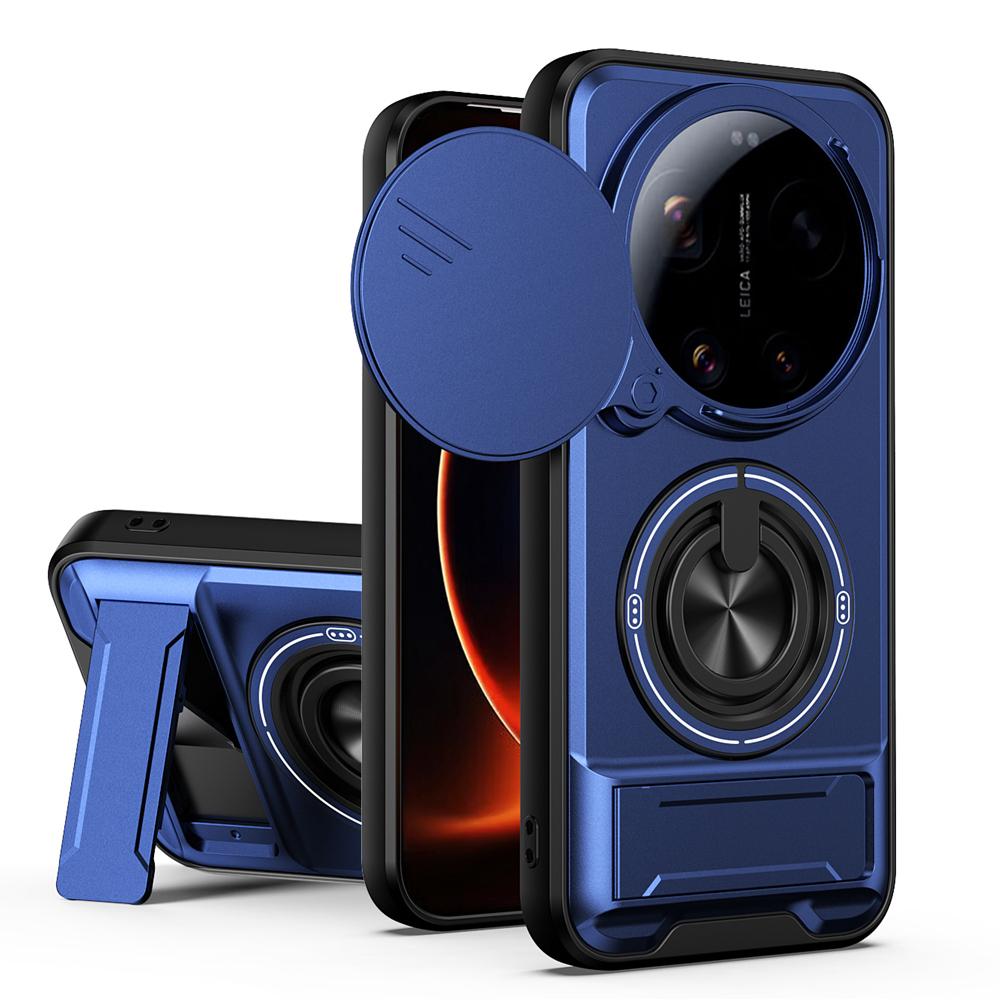 KEYSION Magnetic Phone Case for Xiaomi 17 Ultra 5G Slide Camera Lens Protection Upright Kickstand 360 Ring Shockproof Back Cover