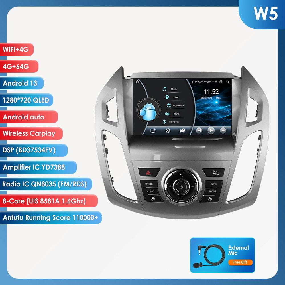 OSSURET Rádio de Carro 9 polegadas Carplay 4G 2 Din Android 13 para Ford Transit Connect 2013 - 2018 Ford Tourneo Connect Multimídia Vídeo GPS Tela Inteligente