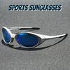 Outdoor Sports Polarized Sunglasses Women Men Unisex Oval Glasses Reflective Mirrored Lens Color Patchwork Shades