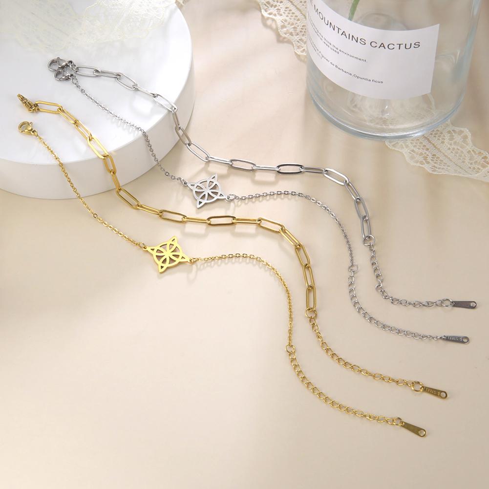Lucktune Witchcraft Witch Knot Pendant Anklets for Women Stainless Steel Silver Color Anklet Summer Accessories Beach Jewelry