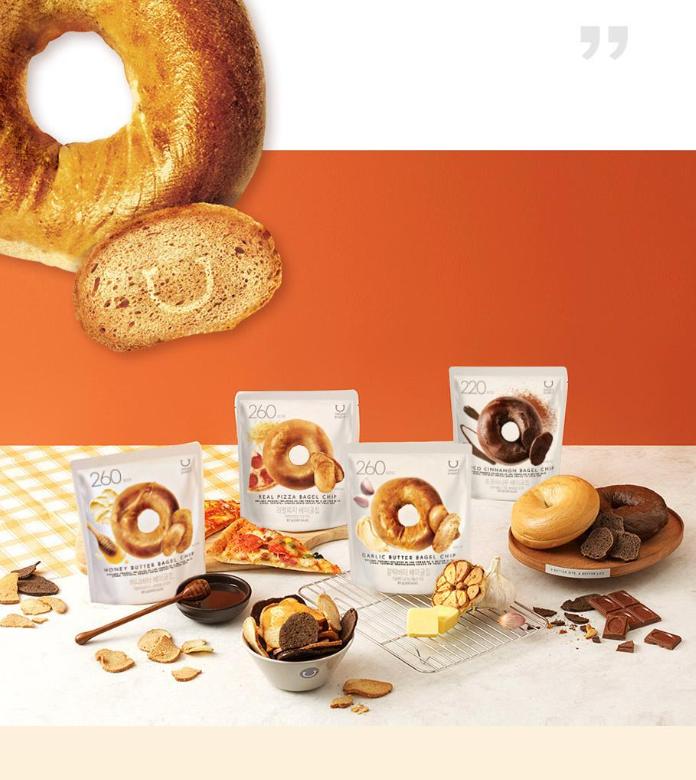 Delight Project Bagel Chips 7 Flavors – Garlic Butter, Honey Butter, Choco Cinnamon, Real Pizza, Apple Coco Soboro, Corn Soup, Cream Soup