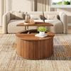 Coffee Table Living Room Table Coffee Table MDF Round Height-Adjustable Storage