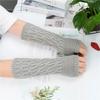 1pair Women's Fingerless Knit Gloves - Winter Arm Warmers with Goth Punk Style for Casual Wear