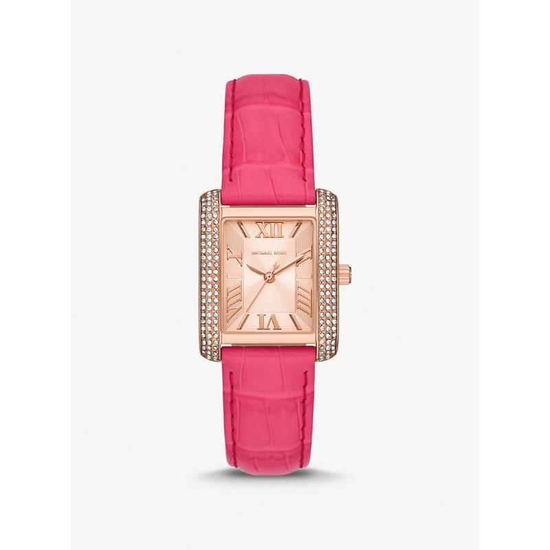 Michael Kors Emery Pavé Rose Gold-Tone and Crocodile Embossed Leather Watch MK2984 розовый