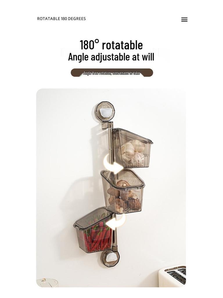 Multifunktionell Väggmonterad Köksförvaringslåda med Lock - Hålfri Transparent Sugkoppshållare för Grönsaker