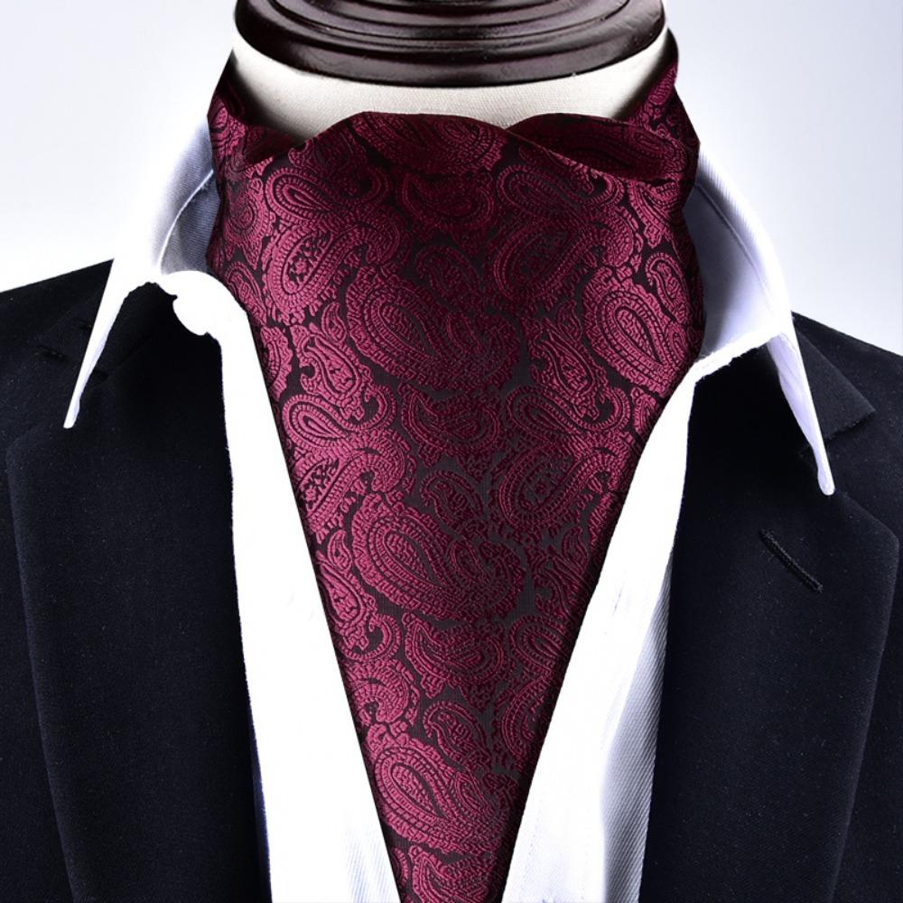 Floral Pattern Ascot Tie Paisley Polka Dot Self Tie Vintage Cravat Tie Wedding Party