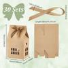 30 Adet Ev Şeklinde Kağıt Hediye Kutusu Hediye Saklama Kutusu Görünür Pencere ve Polyester Kurdeleli Kahverengi Bitmiş Ürün: 10x7x10cm