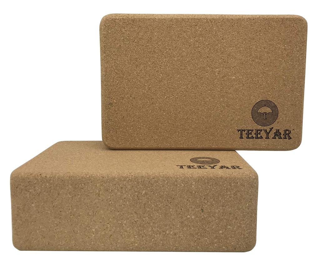Cork Yoga Blocks Teeyar Set of 2 Natural Spanish Cork Exercise X X for and Exercise Yoga 23 X 15 X - Heavy-Duty 100% Blocks, 9" 6" 3" Yoga, Pilates,