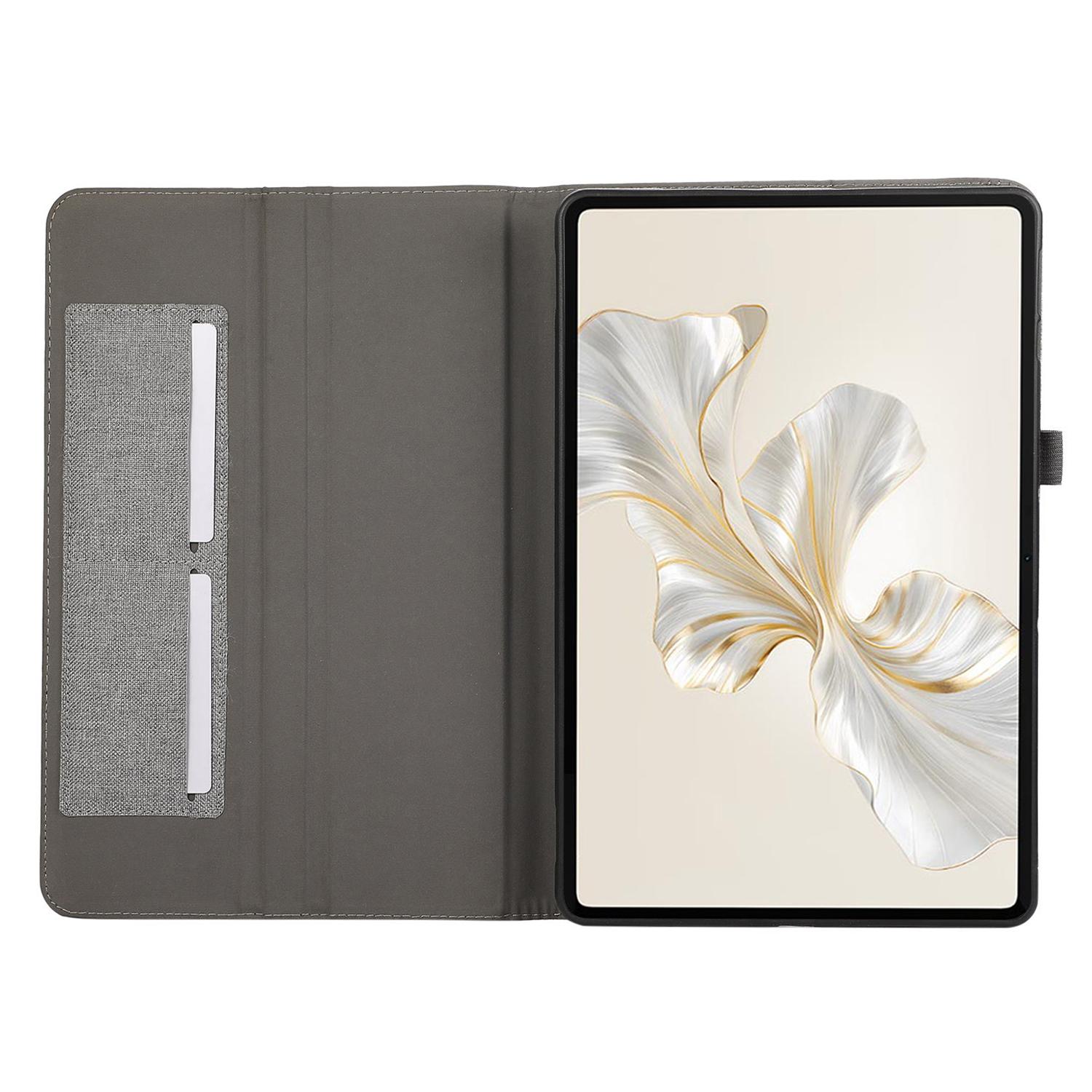 

For Honor Pad 9 Leather Case Cloth Texture Tablet Cover Stand with Card Holder Grey