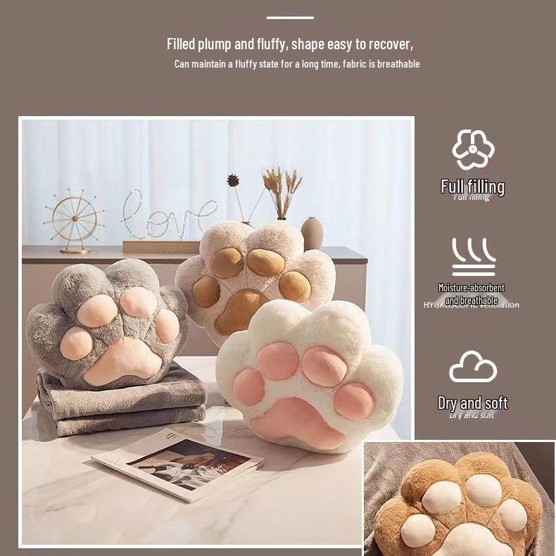 Cat Paw Blanket & Pillow: 2-in-1 Hand Warmer, Throw, & Nap Cushion