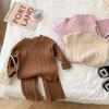 Autumn Cable Knit Sweater & Flare Pants Set for Girls 0-6 Years - Stylish Solid Color Baby Clothes