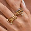 Trendy Vintage Geometric Three Layered Stainless Steel Ring Woman 18K Gold Plated Cubic Zircon Fashion Stackable Rings