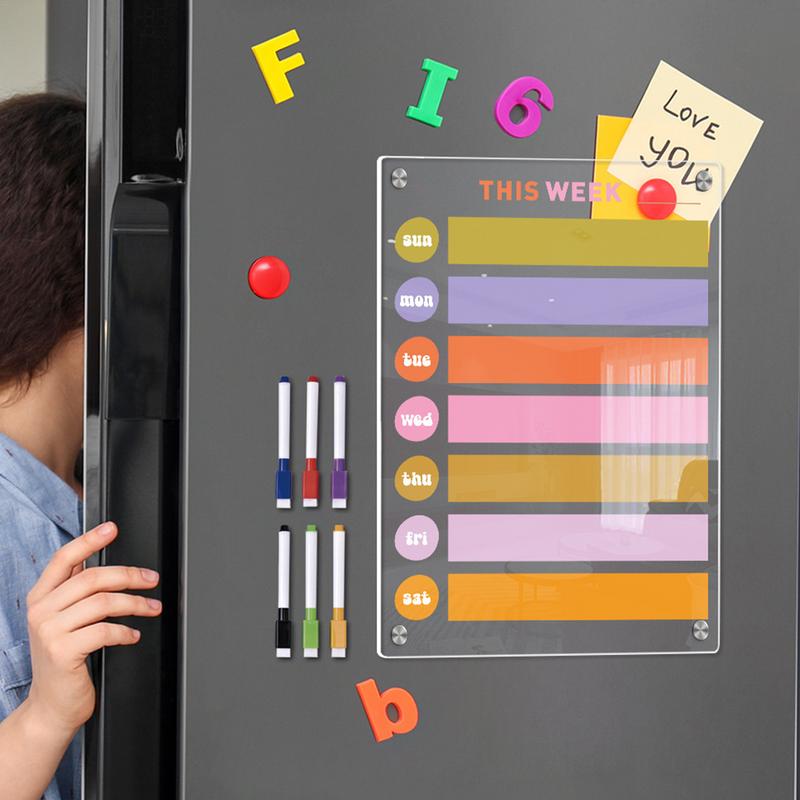 Acrylic Magnetic Memo Board For Fridge Clear Dry Erase Board For Fridge With Weekly Meal Planner For Refrigerator