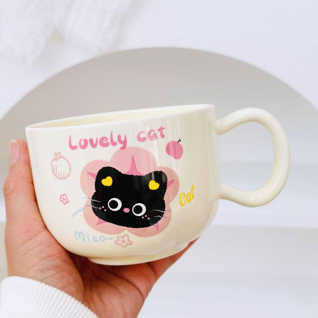 Apple Cat Red Souvenir Set Cartoon Cute Festive Ceramic Cup with Lid Spoon Mug Personalized Hand Cup