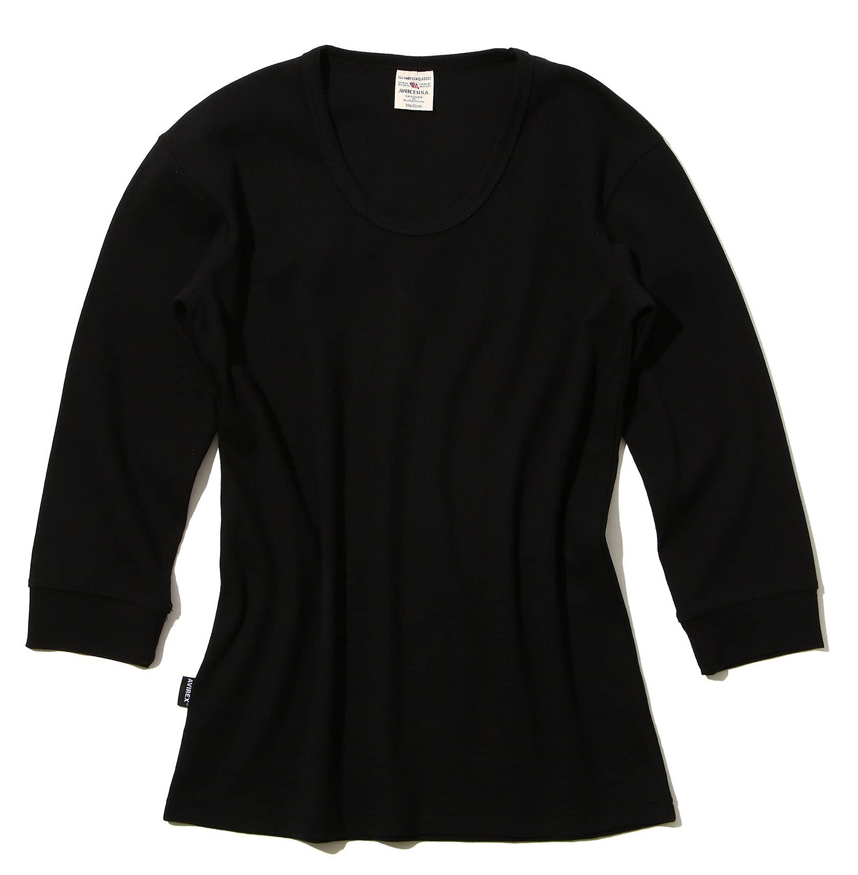 

Avirex Daily Rib Quarter Sleeve T-Shirt, Antibacterial and Odor-Resistant, Men s Size Small, Black (6143509)