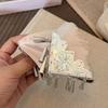 Flower Bow Design Satin Triangle Hair Claw Triangle Shape Hair Accessory New Shark Clip  For Women