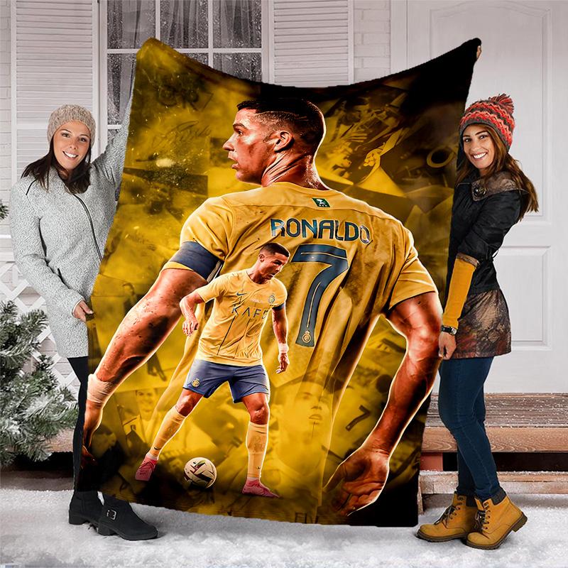 1pc Soccer7 (4) Theme Blanket - Digital Print, Polyester, Cozy for All Seasons, Perfect for Outdoor, Camping, and Travel