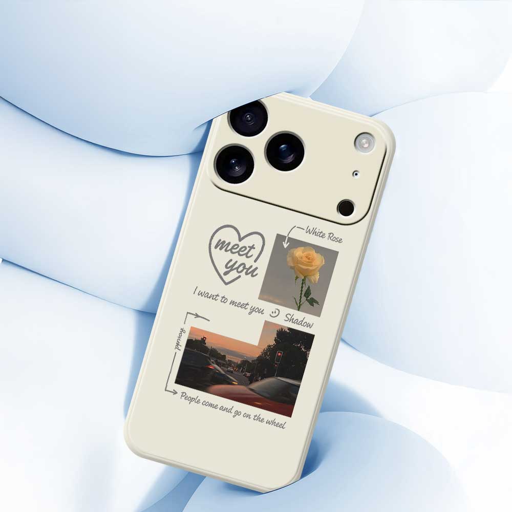 For iPhone 17 Pro Case Meet You Photo Pattern Printing Straight Edge TPU Phone Back Cover