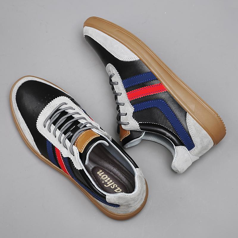 Fashion Genuine Leather Mens Sneakers Minimalist Non Slip Casual Shoes Lace Up Male Skateboard Footwear New Leisure Walk Tenis Masculino