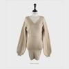 Korean Chic V-Neck Knitted Sweater Dress: Sexy Cross-Detail Hip Skirt for Spring & Autumn