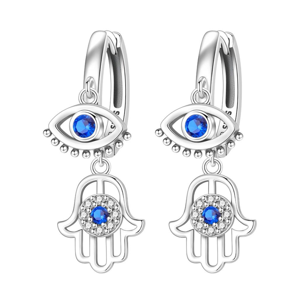 925 Silver Evil Eye Zircon Stud Earrings For Women Religious S925 Jewelry Party Gifts DIY Fashion Accessories