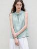 Women's Versatile Pure Linen Stand-Collar Vest, Spring/Summer A-Line Silhouette Sleeveless Top