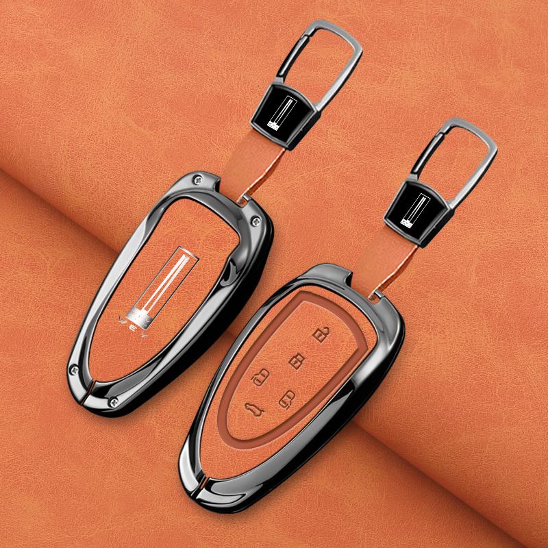 New Zinc Alloy Leather Car Remote Key Case Cover Shell For Great Wall Wey Lanshan Dht-Phev New Energy Auto Keychain Accessories