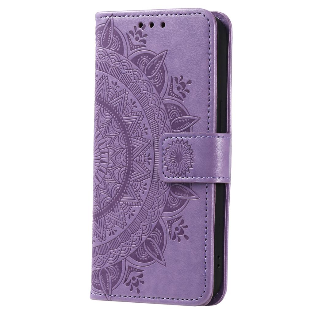 For Samsung Galaxy A07 Stand Case Imprinted Totem PU Leather Wallet Phone Cover with Wrist Strap