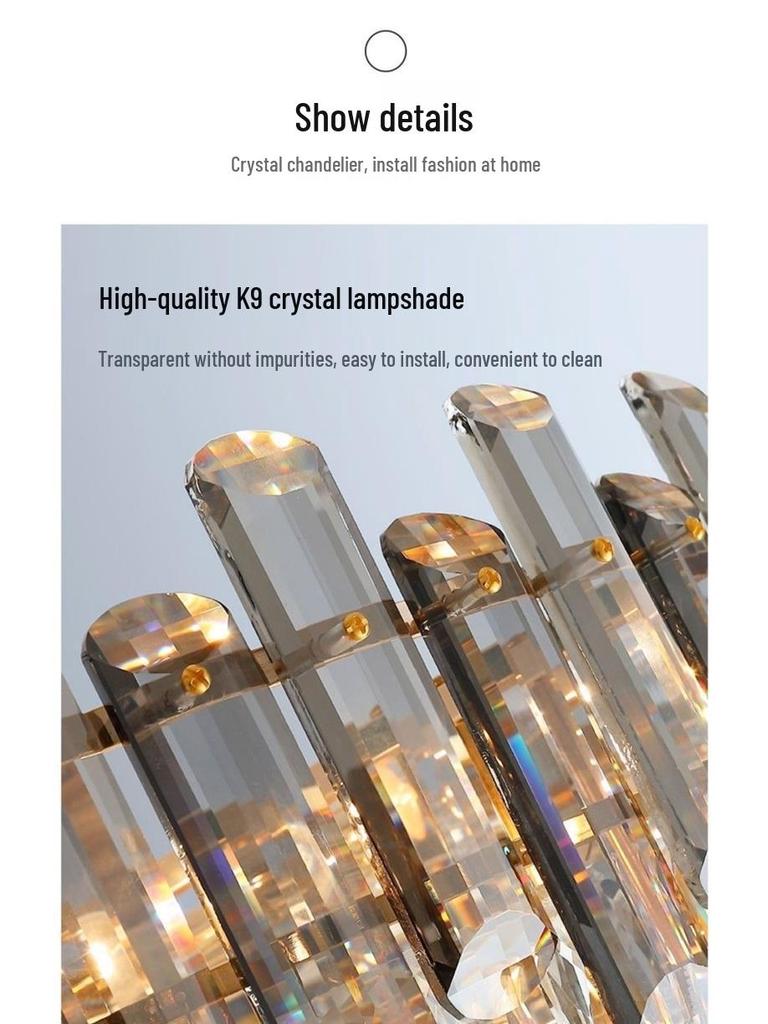 Luxurious Postmodern Crystal Chandelier - Modern Minimalist Lighting Fixture for Living Room, Bedroom, or Restaurant