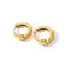 European and American extremely simple style smooth surface diamond-encrusted small ear buckle hoop earrings waterproof titanium steel buckle earrings