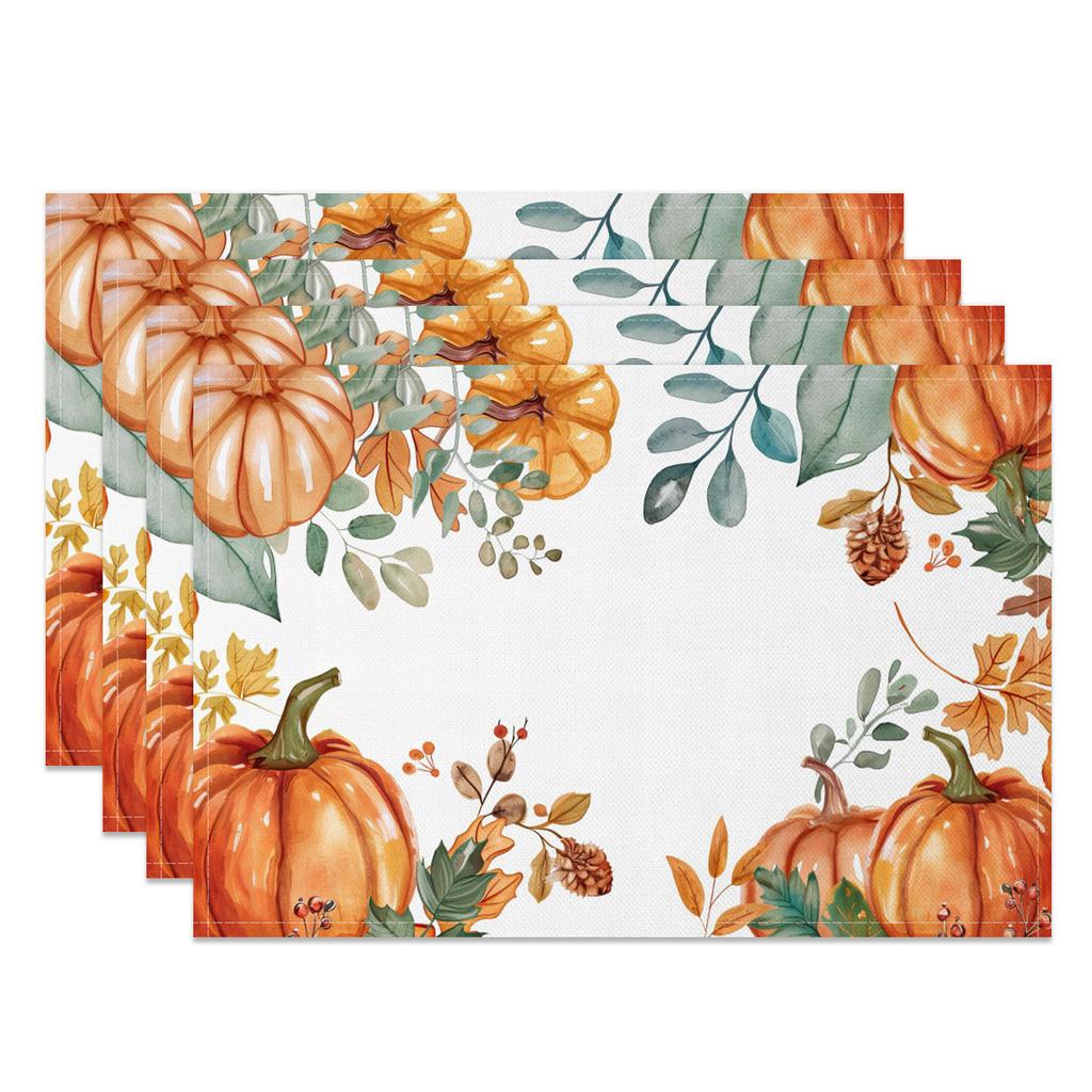 Pumpkin Sunflower Table mat Fall Floral Kitchen Home Rustic Table Farmhouse Washable Heat Resistant Wedding Party Decoration