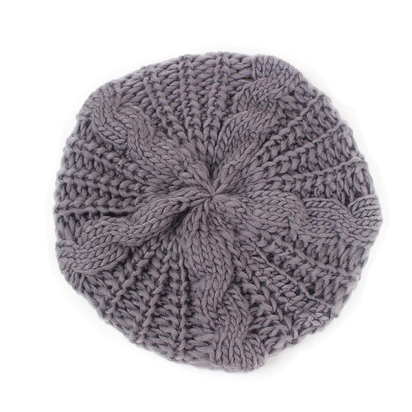Autumn and winter trend solid color twist knitted hat beret, women's warm ear protector wool hat MXM-